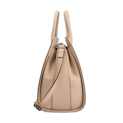 Maria Carla luxury smooth leather handbag with adjustable strap and silver detailing.