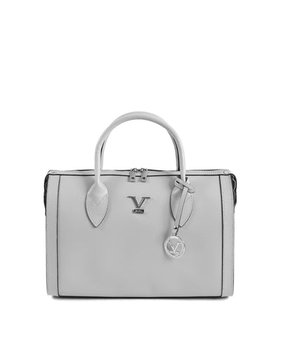 V Italia Womens Handbag Grey Leather Saffiano Grigio Made in Italy